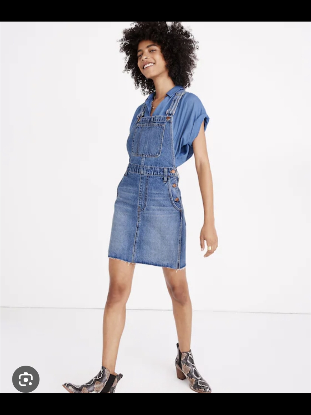 Madewell Denim Overall Dress Raw Hem Mini Size 6